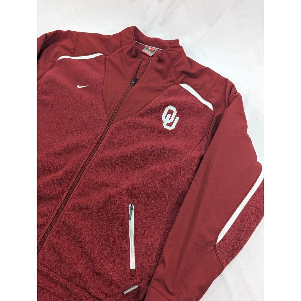 Vintage Nike Team Oklahoma Sooners Thick Full Zip Maroon Fleece Jacket Size XL